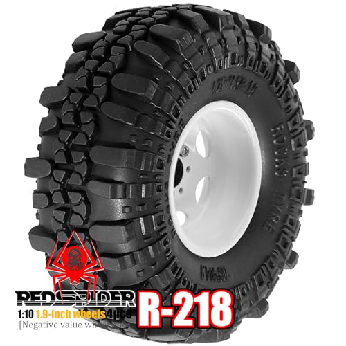 REDSPIDER•Negative Offset -10mm 1.9'' Beadlock Wheels Deep Dish Metal(4pcs) Retro Design for Scale 1/10 RC Crawler Axial SCX10 TRX4 VS4-10 Redcat Gen8 RC4WD D90 Rock Crawler (White) - color: White