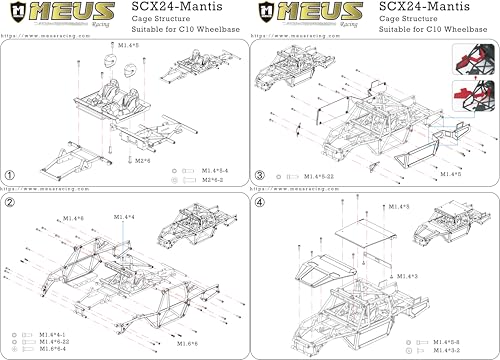 MEUS RACING Mantis24 Body with Roll Cage for Axial 1/24 SCX24 RC Crawler (Green) - color: Green