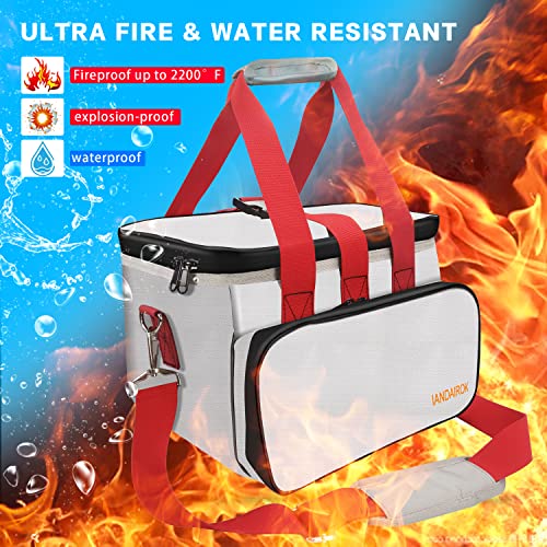 11.8"x7.9"x7.9" Portable Power Fireproof Safe Bag for mobile Power 100W-600W Outdoor Power Storage Transport and Charging, Home Office Travel Fireproof Safe Storage Pouch with handle Shoulder Strap - size: 300*200*200mm