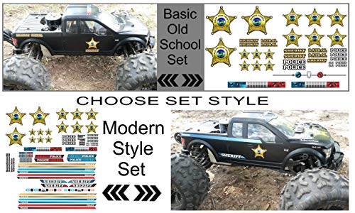 RC Car Truck Decals Stickers - Sheriff - Choose from 2 Set Styles 1/10 1/8 Scale (Basic - Old School Set) - color: Basic - Old School Set