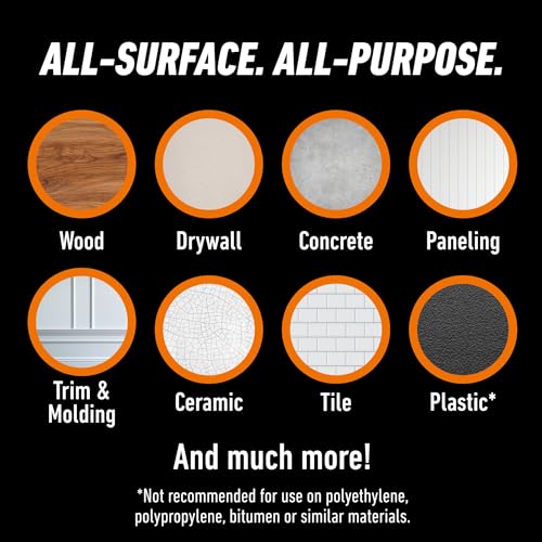 Gorilla Max Strength Construction Adhesive, Clear, 7 oz Tube, 1-Pack | Waterproof Gap-Filling Formula, Bonds Wood, Metal, Tile, Stone, Glass, Mirror, Indoor & Outdoor Use, Paintable & Sandable - size: 7oz, style: 1 Pack