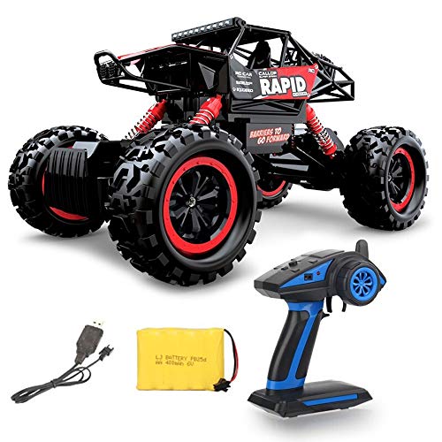 2.4Ghz Double Sided Rotating Remote Control Cars High Speed Racing Truck 360° Spins and Flips 180° Swing Off Road Vehicle for Adults with LED Lights RC Stunt Car (Color : Yellow) (Red) - color: Red