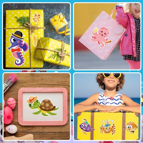 Ocean Animals Stickers, Make Your Own Sea Animals Stickers, Summer Sticker | 24 Sheets Make-a-face Stickers for Kids Toddlers Goodie Bags Stuffers Birthday Party Favors Activities Game - style: Ocean Animal