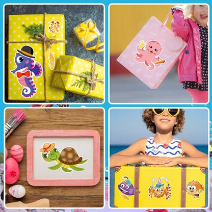 Ocean Animals Stickers, Make Your Own Sea Animals Stickers, Summer Sticker | 24 Sheets Make-a-face Stickers for Kids Toddlers Goodie Bags Stuffers Birthday Party Favors Activities Game - style: Ocean Animal