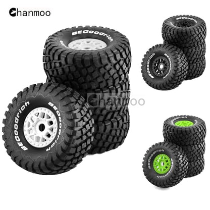 1/8 RC Short Course Truck Tires And Wheels 17mm Hex OD 140mm 1/7 All Terrain Off Road Tyres For 1:7 1:8 RC Buggy Truck Car HSP TRAXXAS UDR DF7 FS Atom ARRMA Mojave YK4072 DF7 4PCS (White) - color: White