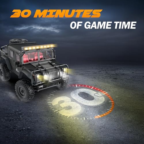 SIMREX 1:12 Scale All-Terrain Remote Control Car, 4WD RC Cars with 2.4 GHz, RC Climbing Truck, IPX4 Waterproof Off-Road Vehicle with Two Rechargeable Batteries, for Kids Teens Adults - color: Gray, size: 1:12