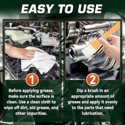 White Lithium Grease Tube with Brush, Multi-Purpose Lithium Grease, Garage Door Lubricant for Hinges, Bearings, Gears, Ideal for Automotive, Marine, Industrial, Waterproof & Rust-Proof (1)