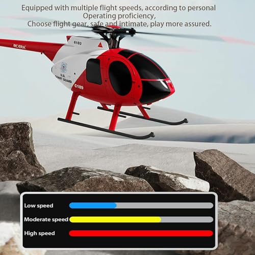 Remote Control Helicopter, C189 MD500 RC Helicopter Model, 1/28 Scale 4CH Single-Rotor Helicopters with 6-Axis Gyro and Brushless Motor, 2.4GHz RC Aircraft for Adults, 2 Batteries (Red) - color: Red
