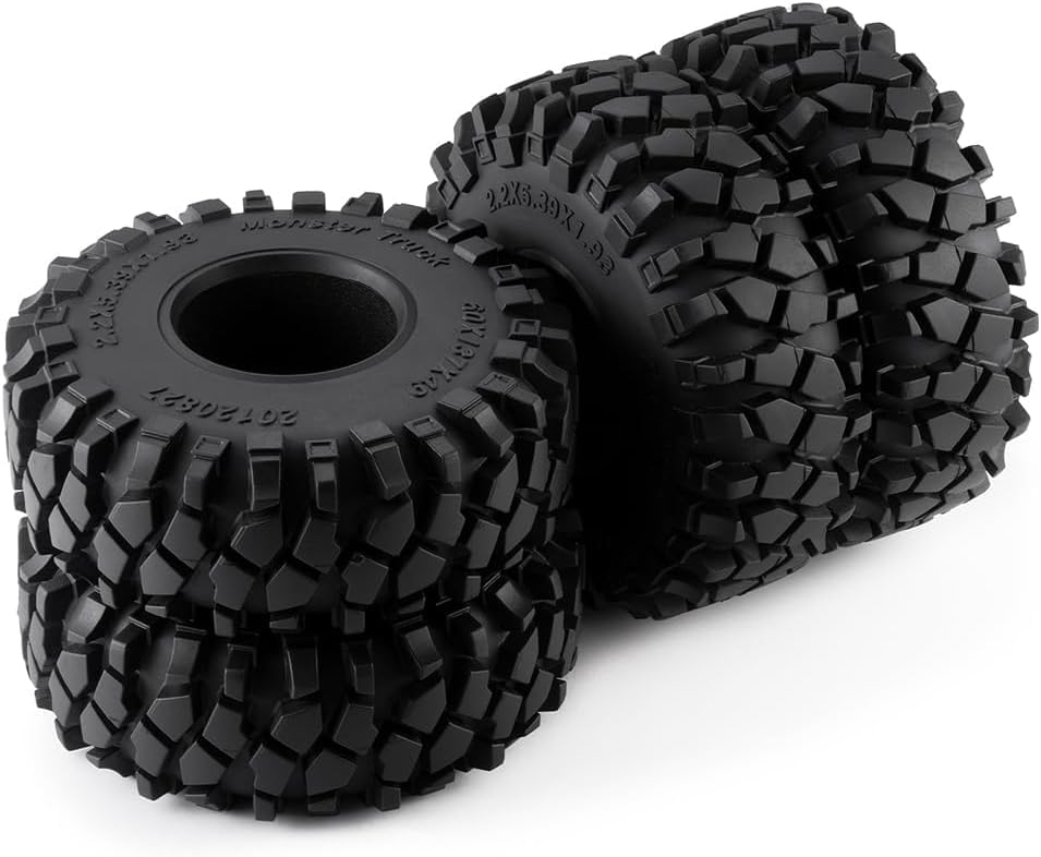 MORLORDY 4Pcs 2.2" RC Rubber Tires with Foam Insert - 137mm/5.39" Crawler Slingers Mud Grappler Tyres for 1/10 Axial Wraith 90018 90048 RR10 90047 D90 TF2 CC01 SCX10 TRX4 RC Crawler Car