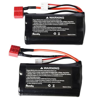 Blomiky 2 Pack 7.4V 1500mAh 11.1W Li-ion Rechargeable Battery with T Plug Suitable for Some RC Trucks / 14301 Battery