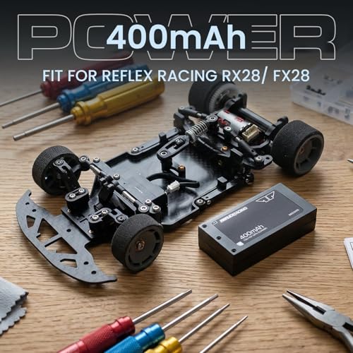 Helidirect Reflex Racing 400mah 7.6V LiHV Hardcase Battery Pack for MiniZ, Drift, 1/28, 1/24 - Remote Control Car, RC Car Upgrade Accessories (RRE015 400mah LiHv) - style: RRE015 400mah LiHv