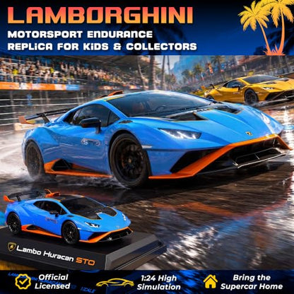 BEZGAR 1:24 Official Licensed Lamborghini Huracan STO Remote Control Car | Official Lamborghini Toy Car replica,2.4G stable signal,rubber racing tires,ideal gift toy for boys ages 4-7, 8-12 and adults - color: Lambo-1:24 Lambo Huracan Sto