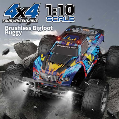 X-Verse KF10 1/10 Brushless RC Cars for Adults Fast 60KM/H, RC Trucks Offroad Waterproof with 3S Battery, 4WD High Speed All Terrain RC Truggy (3 Battery) - color: Kf10 Blue