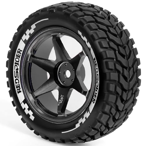 REDSPIDER Aluminum Alloy 1/10 On-Road Rally Wheel Tires 2.95" OD 12mm Hex for 1/10 Tamiya TT01 TT02 XV02 XV01 WLtoys HSP Kyosho WR8 RedCat Sakura HPI (Black) - color: Black