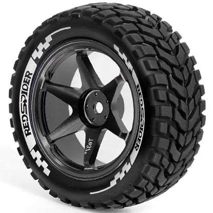 REDSPIDER Aluminum Alloy 1/10 On-Road Rally Wheel Tires 2.95" OD 12mm Hex for 1/10 Tamiya TT01 TT02 XV02 XV01 WLtoys HSP Kyosho WR8 RedCat Sakura HPI (Black) - color: Black