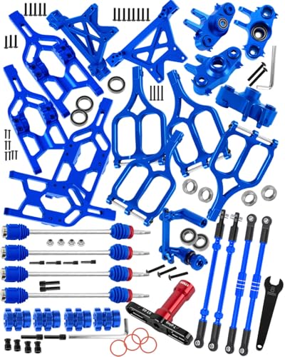 RC Alloy Suspension Arms&Steering Block Knuckle Arm&Shock Tower&Drive Shaft Axles&Push Rod Links&Steering Bellcranks Upgrades Part for 1/10 T-Maxx/E-Maxx,Driveshafts Hops Up,Navy Blue - color: Navy Blue- (Upgrades)