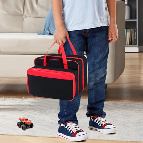 Carrying Case for 40 Monster Jam Trucks, Kids Toy Truck Storage Compatible with 40 Monster Jam Trucks, Holding for 1:64 Scale Monster Jam Trucks (Red) - color: Red