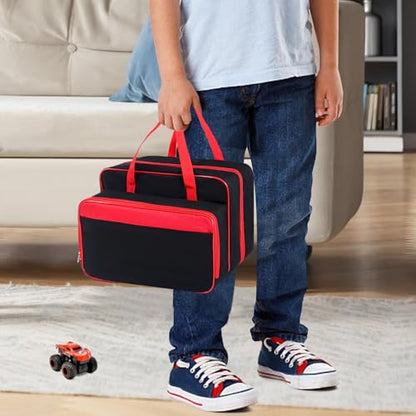 Carrying Case for 40 Monster Jam Trucks, Kids Toy Truck Storage Compatible with 40 Monster Jam Trucks, Holding for 1:64 Scale Monster Jam Trucks (Red) - color: Red