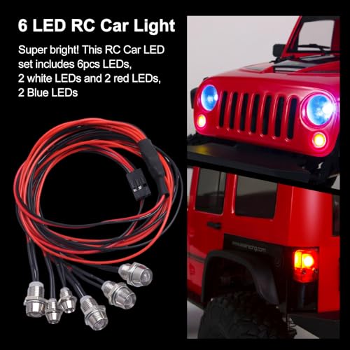HobbyPark 6 LED RC Light Kit Headlights Taillight LEDs for Traxxas Slash Rustler Arrma Axial SCX10 Redcat RC4WD HPI Truck Tamiya Crawler Body Shell Parts