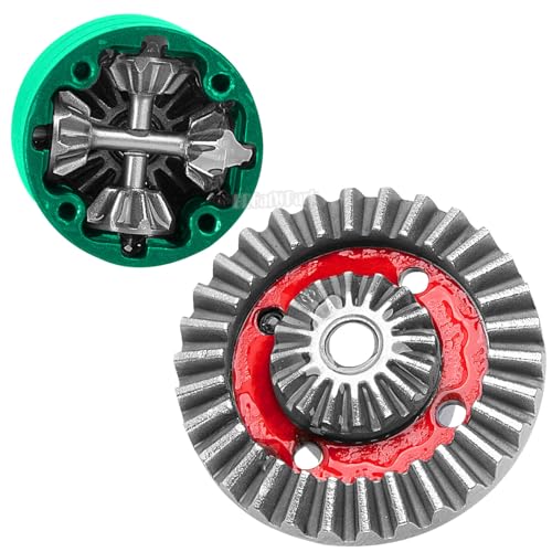 RC Front Rear Differential & Input Gear Upgrades Part for 1/14 H14BM 14209 14210 14301 14303 1/16 H16BM H16PL H16GT H16DR 16207 16208 16209 16210,BRCatWPark Steel Front & Rear Diff Set,Green - color: Green - (Front Rear Differential & Input Gear)