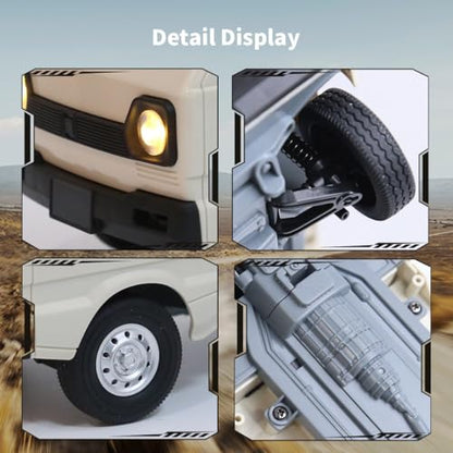 WPL D12mini 1/16 RC Mini Drift Climbing Truck with Front Light, 2.4G Remote Control Car Kei Off Road Truck DIY, Rear Drive Hobby Grade Toy 20 Minutes Runtime - Double Batteries