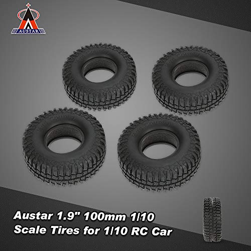 Goolsky 4Pcs Austar 1.9" 100mm 1/10 Scale Tires for 1/10 RC4WD D90 Axial SCX10 RC Rock Crawler