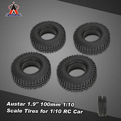 Goolsky 4Pcs Austar 1.9" 100mm 1/10 Scale Tires for 1/10 RC4WD D90 Axial SCX10 RC Rock Crawler