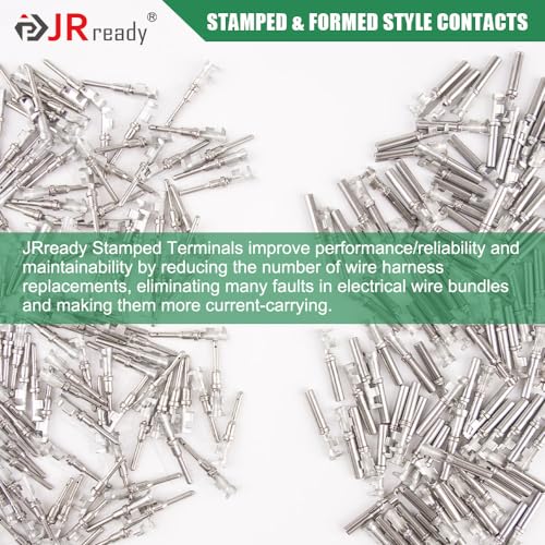 JRready Deutsch DT Connector Terminal Kit Size 16,Male Pins 1060-16-0122 / Female Sockets 1062-16-0122 Open Barrel Style Contacts for Wire Gauge 14-18AWG,ST6255-100 Stamped & Formed Contacts - size: #16 Stamped Contacts(14-18AWG) 13A (Max)