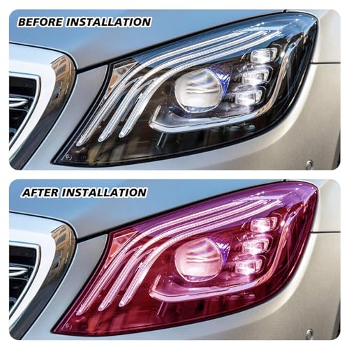 Tint Film for Taillight Headlight Fog Light, 12×48 Inches Vinyl Self-Adhesive Car Tail Light Tape, Brake Light Headlight Cover Protection Film Color Shiny Chameleon Sticker (Pink) - color: Pink