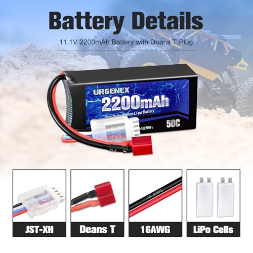 3S Lipo Battery 2200mAh 11.1V 50C High Discharge Rate Shorty Pack RC Battery with Dean-Style T Plug Fit for RC Airplane Quadcopter Helicopter FPV Dron and RC Car Truck Boat