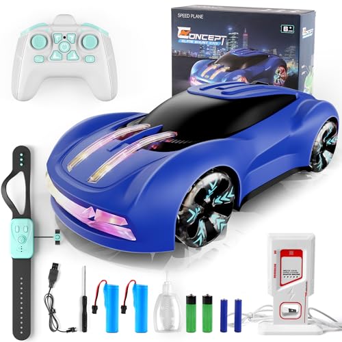 Dwi Dowellin Gesture Sensing RC Stunt Car,Drift Remote Control with Light Spray & Music - Boys Toys Age 6-8-12, Cool Birthday Gifts for Kids Age 7 8 9 10 11 12 Years Old(Blue) - color: Blue