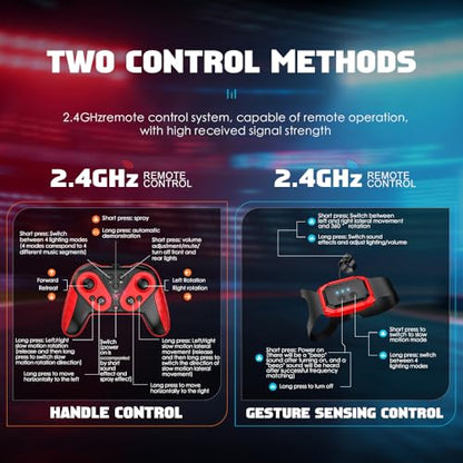 2.4GHz Remote Control Car, 360° Spins, Side-to-Side Movement, Dual Spray, LEDs, Auto Demo, RC Vehicle Outdoor Toys RC Cars Toys for Ages 8-13 Boys Girls Kids Birthday - color: Black