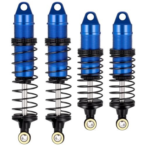 4Pcs Aluminum Front & Rear Shock Set RC Dampers，Blue + Black | Upgrade Parts, For Losi 1/16 Mini-B, For Losi 1/18 Mini-T, RC Car Buggy - color: Blue + Black
