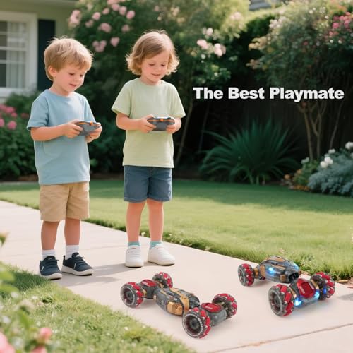 Gesture Sensing Remote Control Stunt Car for Kids Ages 6 7 8-12 - Best Birthday Gifts for 6 7 8 9 10 11 12 13+ Year Old Boys, 2.4Ghz 4WD Off-Road Vehicle with Lights & Music