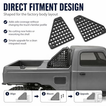 SplashNColor Side Net Set Compatible with Element RC Enduro Ecto – Bed Cargo Retention Upgrade | 1/10 Trail Truck Scale Detail Panels for Rear Pickup Area
