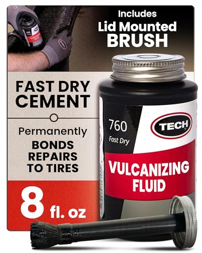 TECH Chemical Vulcanizing Fluid 8 oz Tire Rubber Cement for Plugs & Patches | Fast-Drying Formula Chemical Bonds Tire Patches and Plugs to Tire for Lasting Repairs