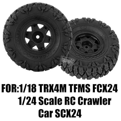 RC 1.0" Plastic Wheel hub and Tire for 1/18 TRX4M 1/24 SCX24 FCX24 Scale RC Crawler Car.Crawler Tires Wheels,4PCS.(Black-A)