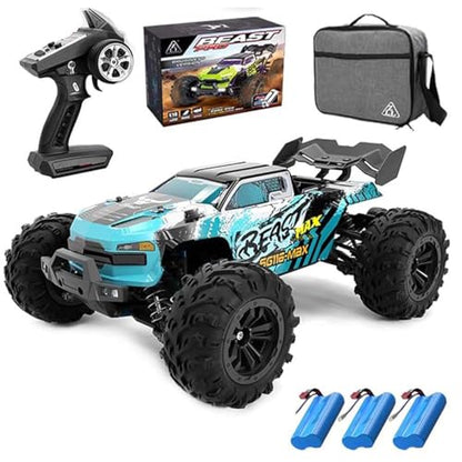 Levodan Brushless 80KPH Fast RC Cars, 1:16 RC High Speed Remote Control Car for Adults, 2.4 Ghz 4WD All Terrain Offroad Monster Truck, 3 Batteries, Blue, SG116MAX - color: 3 Batties(blue)