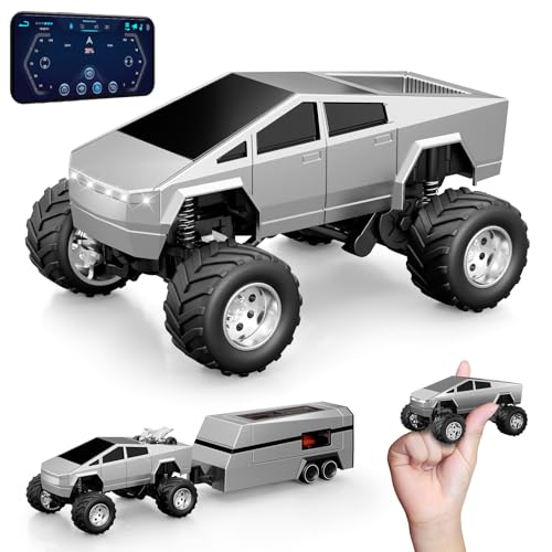 MINI RC Car,APP Controlled 1:64 Scale Alloy Off Road MINI RC Truck | Remote Control Car Speed/Steering Adjustable | 2.4Ghz Monster Truck Toys | Birthdays Gift for Boys Girls & Adults