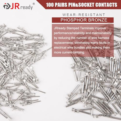 JRready Deutsch DTM Connector Terminal Kit Size 20,Male Pins 1060-20-0122/ Female Sockets 1062-20-0122 Open Barrel Style Contacts for Wire Gauge 16-22AWG,ST6256-100 Stamped & Formed Contacts Set - size: #20 Stamped Contacts(16-22AWG) 7.5A (Max)