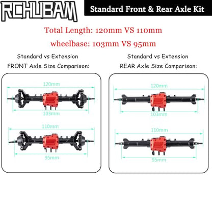 RCHUBAM Front & Rear Axle with Steering Link for TRX4M 1/18 RC Upgrade Part (Standard Axles Set) | Aluminum,Complete Portal Axle Set,CNC Machined - style: Standard Axles Set