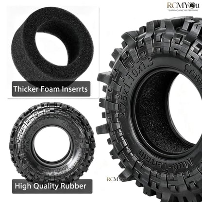 RC 1.3" Soft Rubber Wheel Tires for 1/24 1/18 SCX24 TRX4M RC Crawler Car,Soft Sticky Wheel Tires,Wheels Fetal Skin(4PCS)-A - style: Rubber Wheels-A