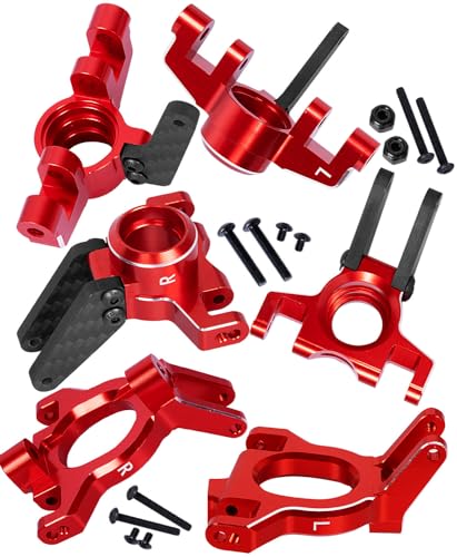 Upgrades Parts for 1/10 4x4 Kraton/Outcast 4S BLX,1/8 Mojave 4X4 4S BLX,Aluminum Front Steering Block Knuckles & C-Hubs Caster Blocks & Rear Hubs Hops Up,Red - color: Red(for Mojave 4s )