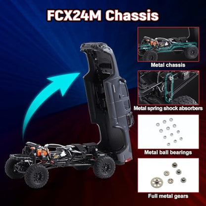 BEEZRC FMS 1/24 RC Crawler FCX24M Tacoma Toyota Official Licensed ABS Hard Body 4WD Off-Road RC Rock Truck,2-Speed Transmission, Hobby Grade Remote Control Car for Adults RTR red - color: Red