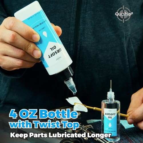 100% Silicone Airsoft Gun Oil & Air Chamber Lube, 4 oz + 1 oz Oiler Kit | CO2 & Airgun Care, Low-Viscosity Fast-Spreading Formula, Protects O-Rings & Seals, for PCP, Spring-Piston, Valves & Nozzles - size: 4+1oz