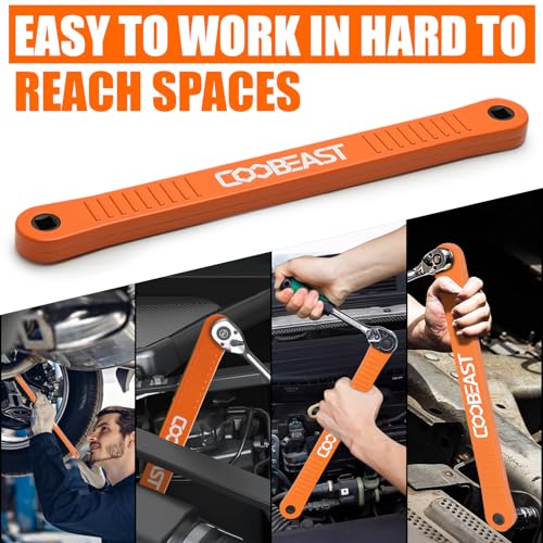 3/8" Offset Extension Wrench Impact Ready Socket Wrench Extender Tool | Versatile 1/4",3/8", 1/2" Square Drive Adapters,Universal Extensions Wrench,0° Swing Extender,for Small Place - color: Orange