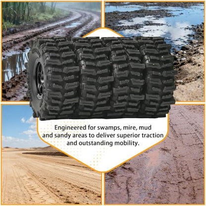 0.7” FS6 Super Soft Rubber Tires & CNC -1mm Offset Aluminum Beadlock Rims, 40×16mm Micro Crawler Wheels Tires Set for Axial SCX30 Redcat Ascent-32 1/30–1/32 RC Crawler, 4PCS Black - color: Black