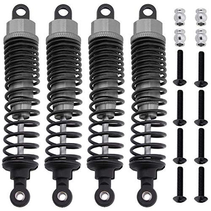 4pcs HobbyPark 98mm Aluminum Front Rear RC Shock Absorber Assembled Dampers for 1/10 Scale RC Car Off Road Buggy (Grey) - color: Grey