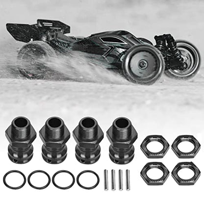 4pcs Wheel Extension Hex Drive Hub Adapters Widener, Aluminum Alloy 17mm Hex 23mm Wheel Extension Adapters for 1/8 RC Car Model (Black) - color: Black