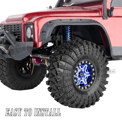 1.9 Wheels and Tires for 1/10 TRX4 TRX6 SCX10 SCX10 II 90046 SCX10 III AXI03007 SCX10 Pro Gen7/8 D90 VS4-10 MST CFX RC Crawler Car,Aluminium RC 1.9 Beadlock Wheels and Rubber Tires,Navy Blue - color: Navy Blue - (4pcs Wheels and Tires)